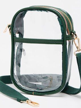 Green Clear Stadium Crossbody Bag Game Day Purse Gold Hardware